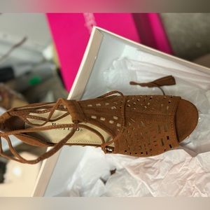 Brown wedged heeled sandals. Size 7.5